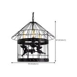 Industrial Cage Black Metal Candle Restaurant Chandelier #size