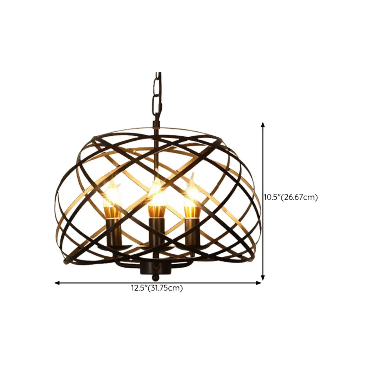 Industrial Cage Black Metal Candle Restaurant Chandelier Image - 14