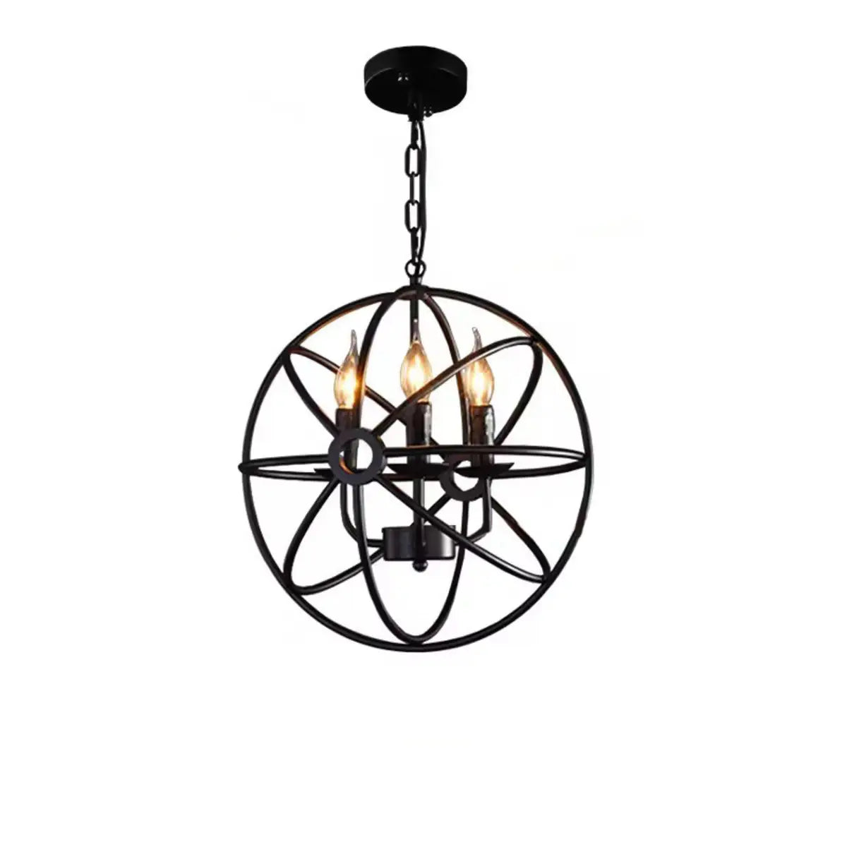 Industrial Cage Black Metal Candle Restaurant Chandelier Image - 5