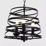 Industrial Cage Black Metal Candle Restaurant Chandelier Image - 7