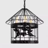 Industrial Cage Black Metal Candle Restaurant Chandelier Image - 8