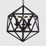 Industrial Cage Black Metal Candle Restaurant Chandelier Image - 9