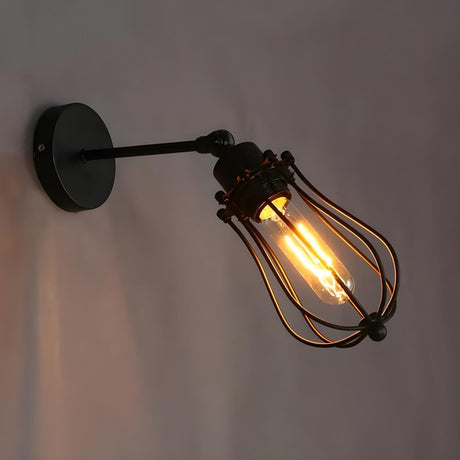 Industrial Cage Black Wall Sconce Lights Image - 2