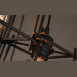 Industrial Cage Iron Living Room Black Large Chandelier Image - 13