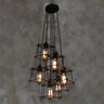 Industrial Cage Iron Living Room Black Large Chandelier Image - 2