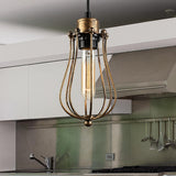 Industrial Cage Metal Edison Bulb Dining Room Pendant Light Image - 1