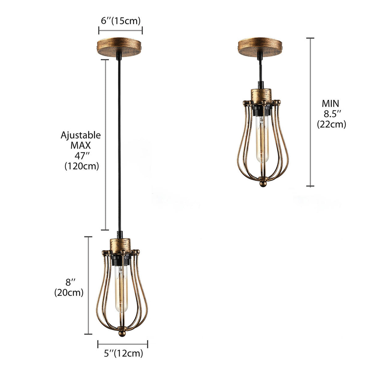 Industrial Cage Metal Edison Bulb Dining Room Pendant Light Image - 10