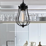 Industrial Cage Metal Edison Bulb Dining Room Pendant Light Image - 5