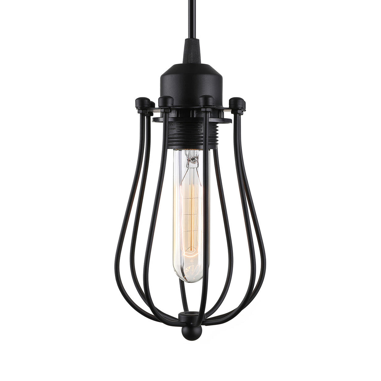 Industrial Cage Metal Edison Bulb Dining Room Pendant Light Image - 6