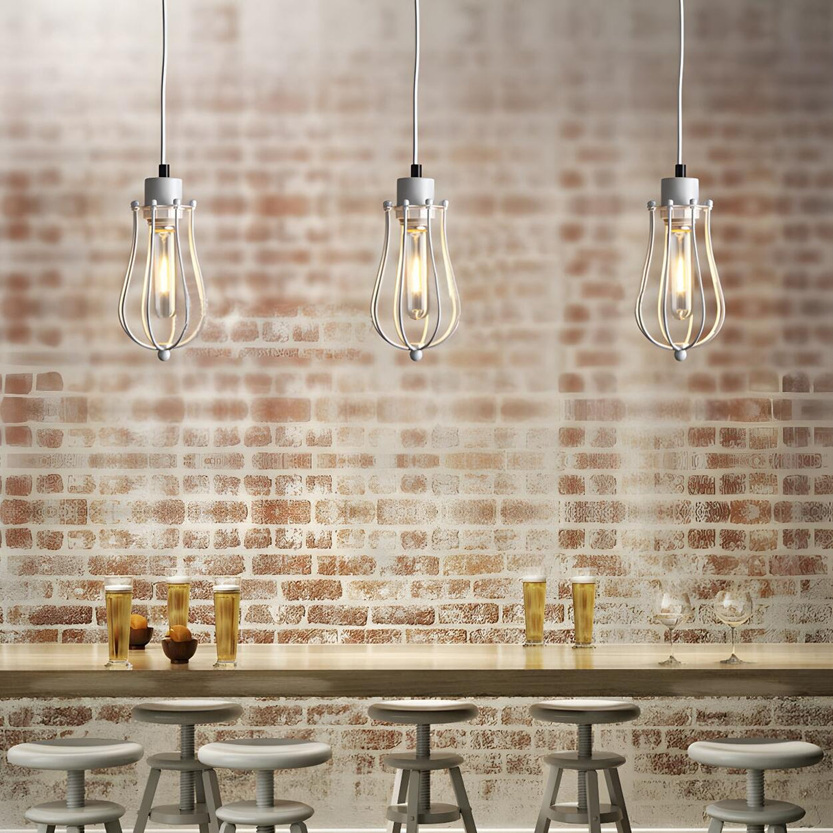 Industrial Cage Metal Edison Bulb Dining Room Pendant Light Image - 7