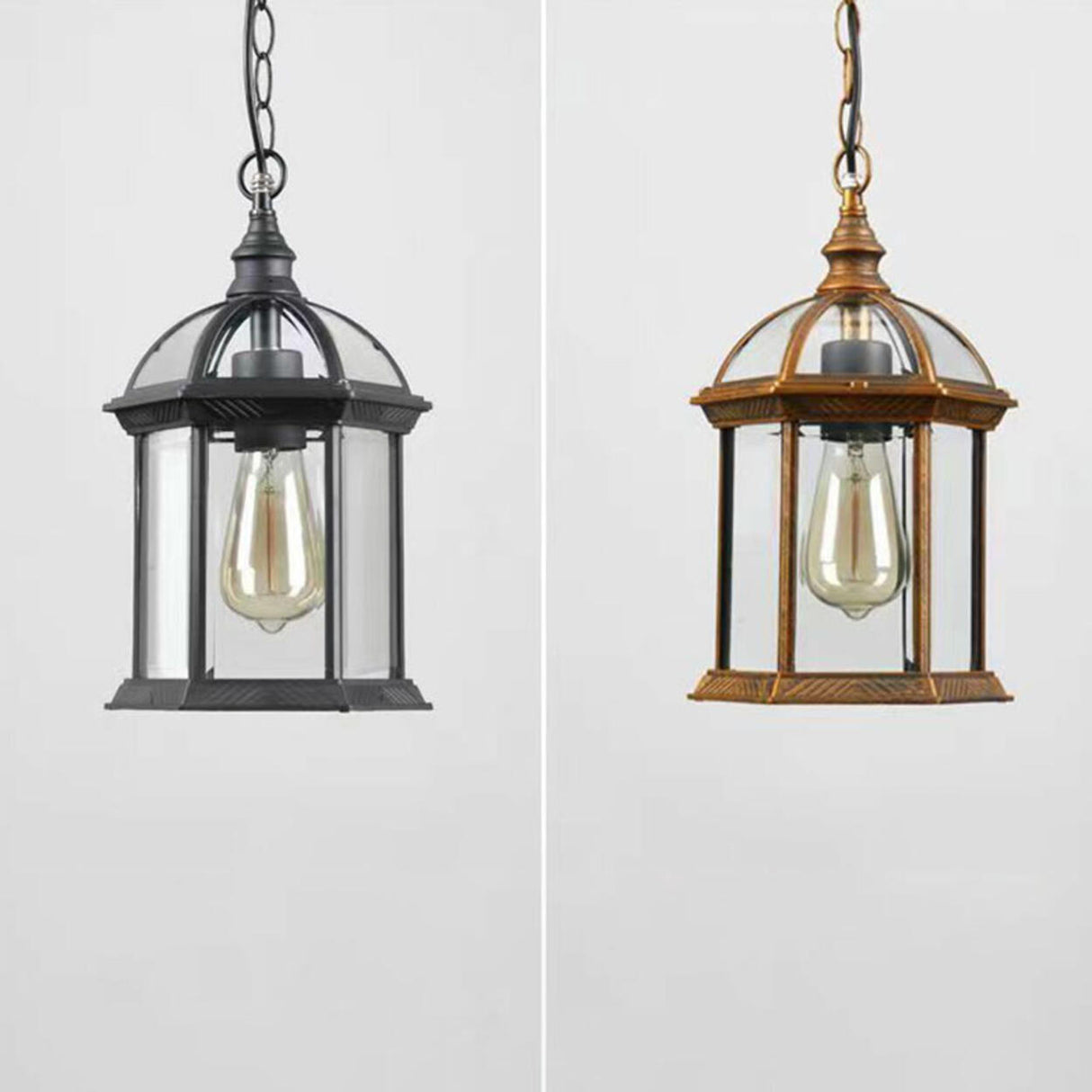 Industrial Chain Cage Outdoor Black Lantern Pendant Light Image - 12