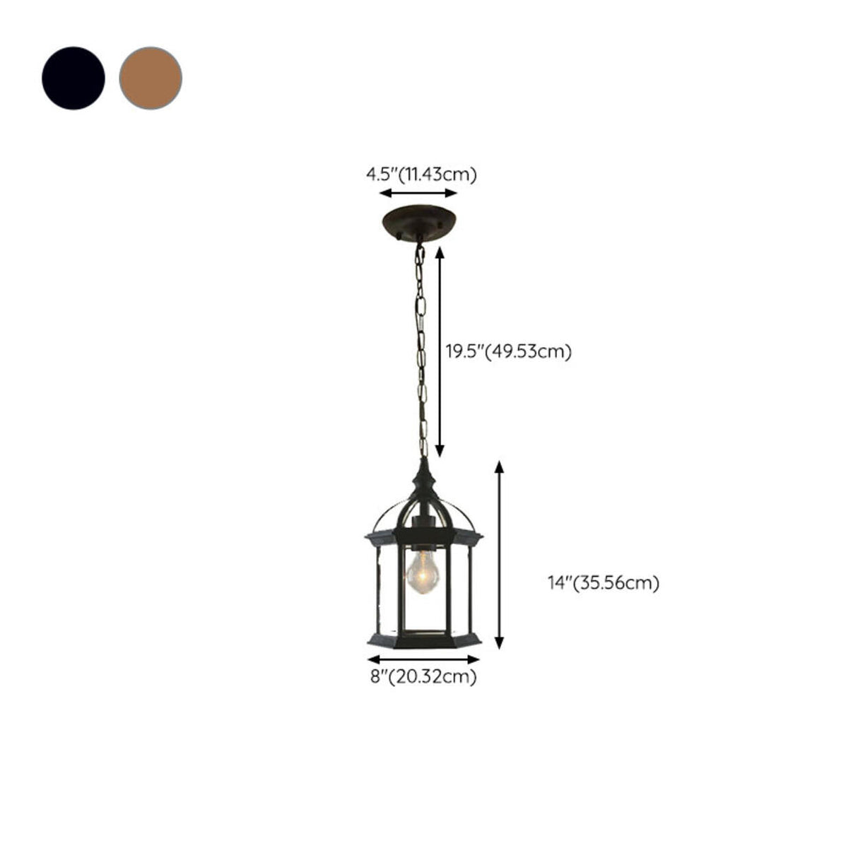 Industrial Chain Cage Outdoor Black Lantern Pendant Light 