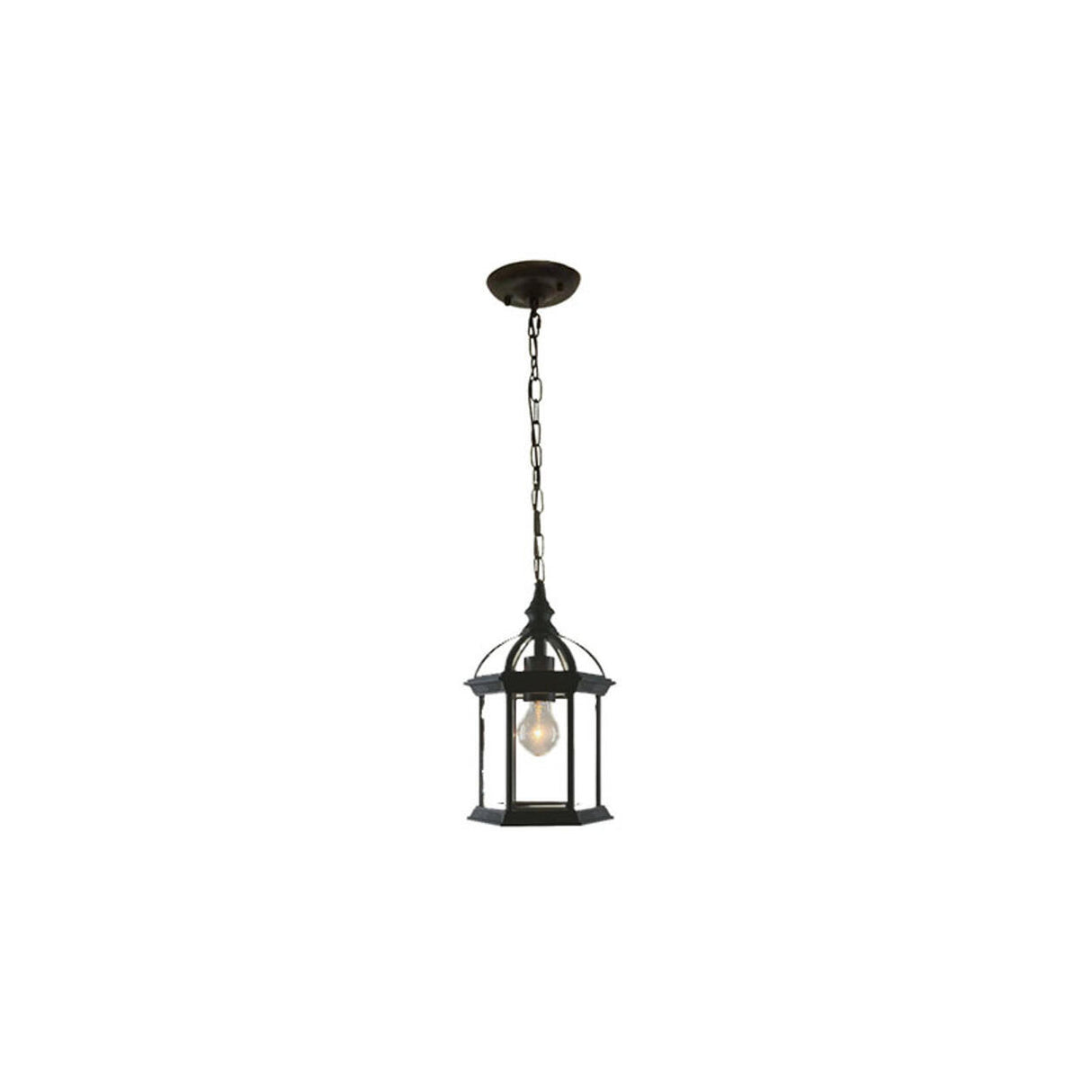 Industrial Chain Cage Outdoor Black Lantern Pendant Light Image - 5