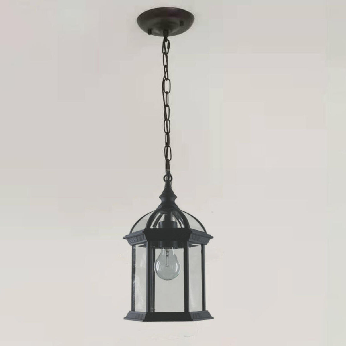 Industrial Chain Cage Outdoor Black Lantern Pendant Light Image - 6