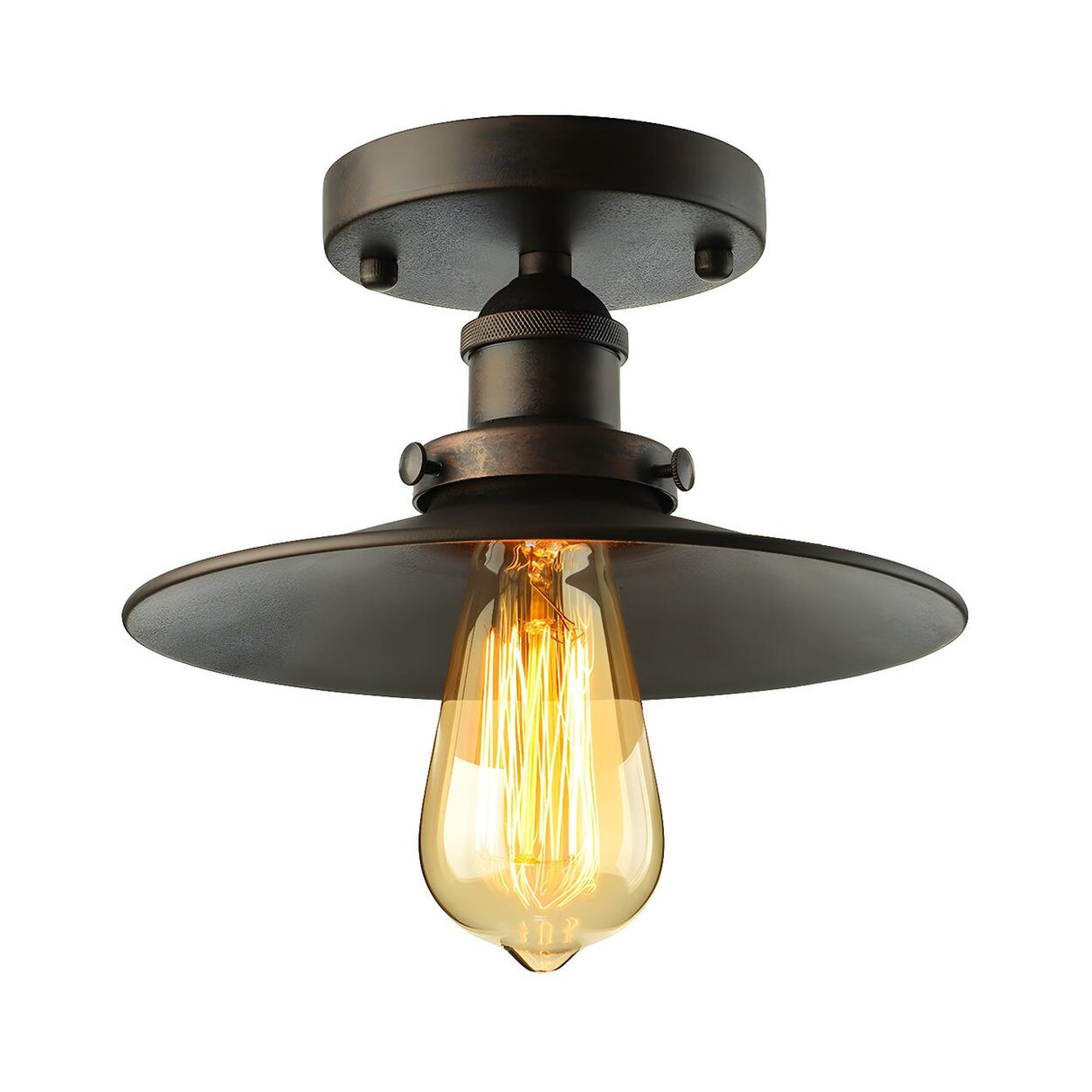 Industrial Chrome Cone Metal Flush Mount Ceiling Light Image - 8