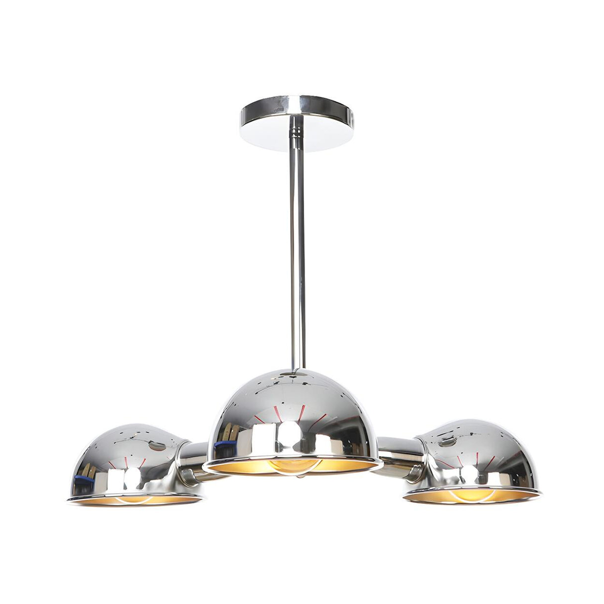 Industrial Chrome Dome Small Semi-Flush Lamp 3-Light Image - 4