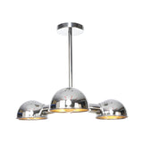 Industrial Chrome Dome Small Semi-Flush Lamp 3-Light Image - 4