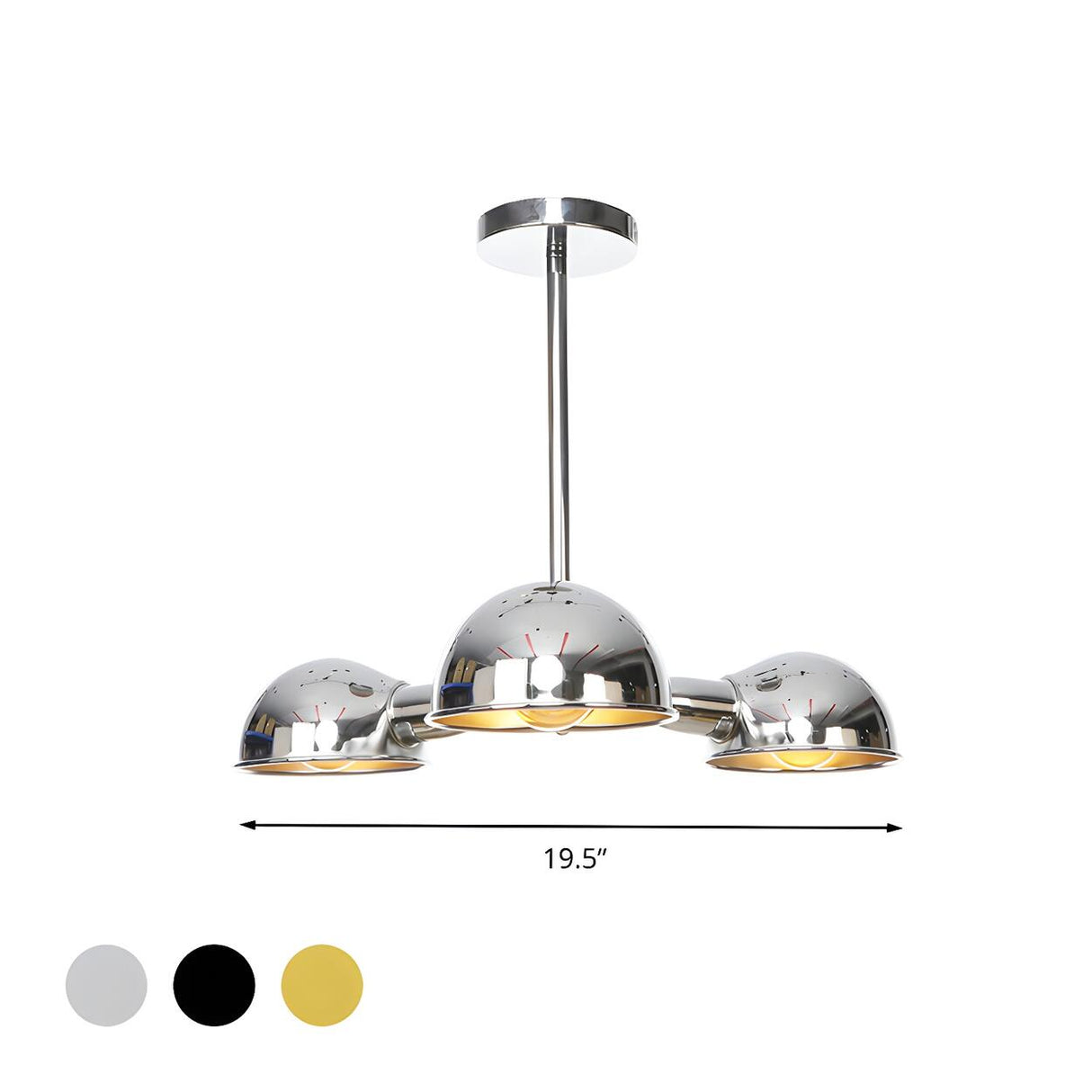 Industrial Chrome Dome Small Semi-Flush Lamp 3-Light Image - 5