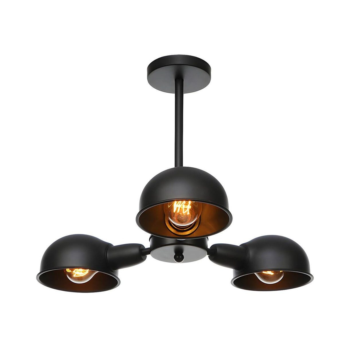 Industrial Chrome Dome Small Semi-Flush Lamp 3-Light Image - 6