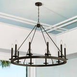 Industrial Circular Black Iron Candelabra Chandelier Image - 1