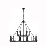 Industrial Circular Black Iron Candelabra Chandelier Image - 11