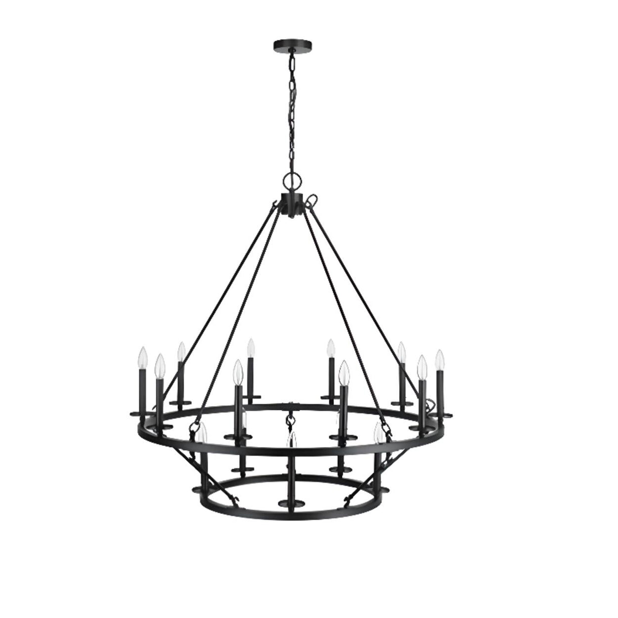 Industrial Circular Black Iron Candelabra Chandelier Image - 12