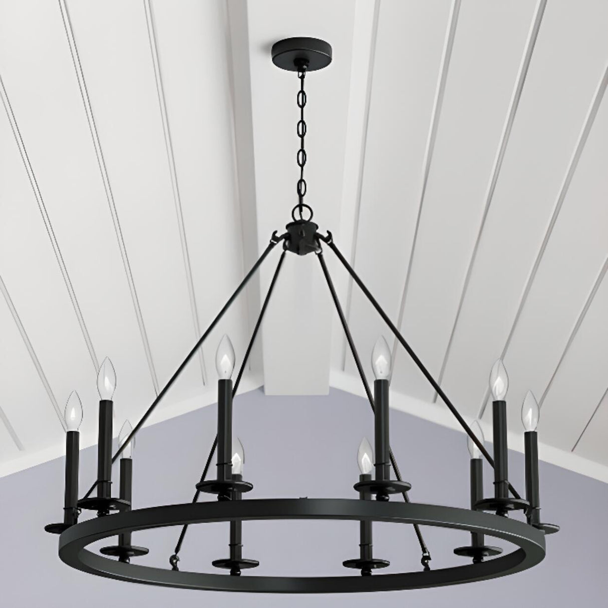 Industrial Circular Black Iron Candelabra Chandelier Image - 18