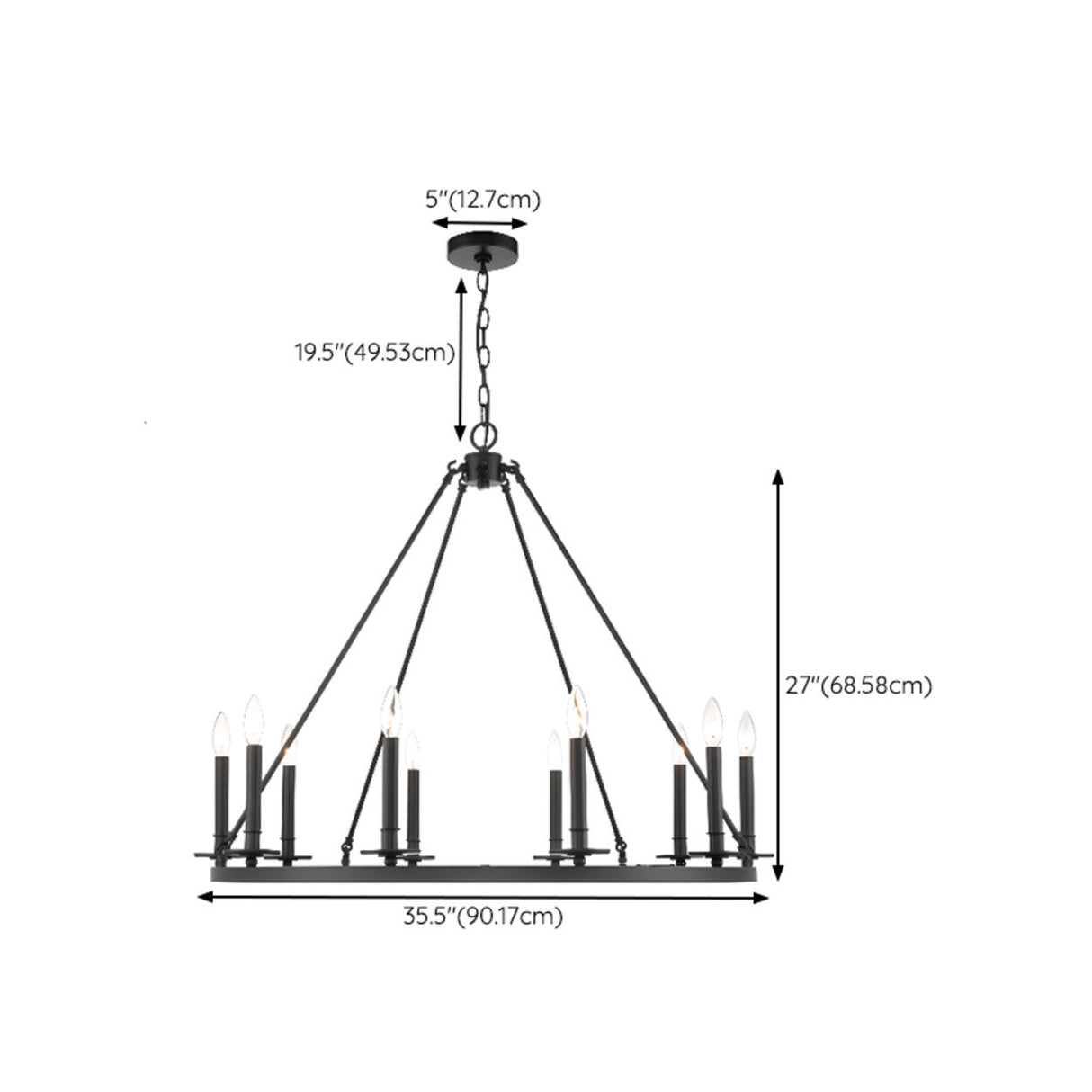 Industrial Circular Black Iron Candelabra Chandelier Image - 21