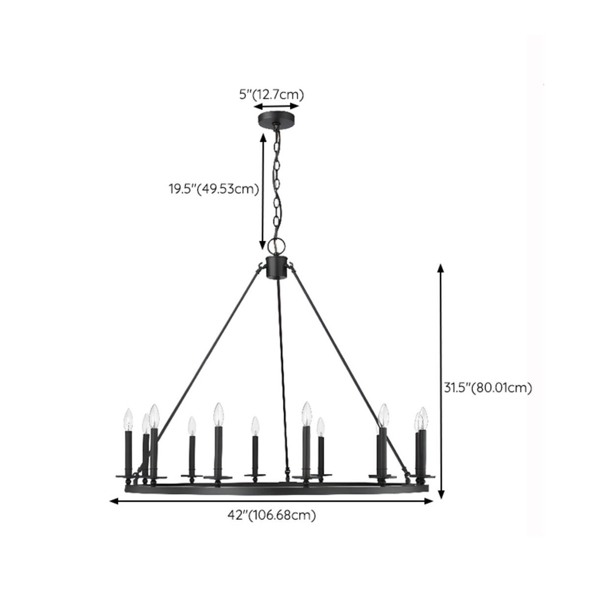 Industrial Circular Black Iron Candelabra Chandelier Image - 22