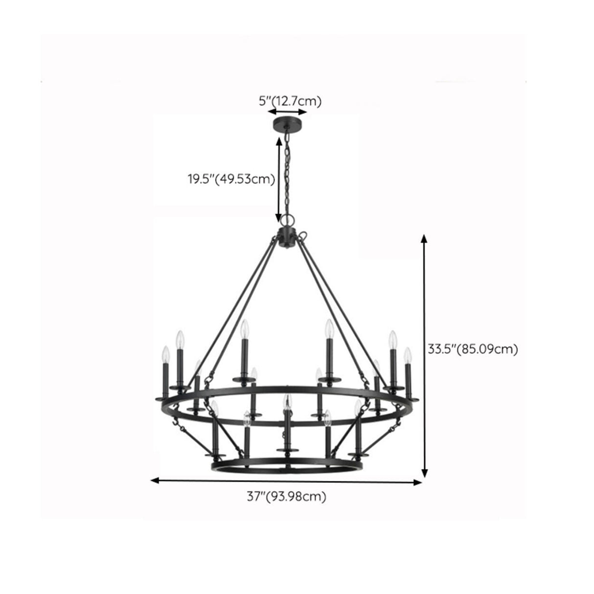 Industrial Circular Black Iron Candelabra Chandelier Image - 23