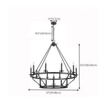 Industrial Circular Black Iron Candelabra Chandelier Image - 23