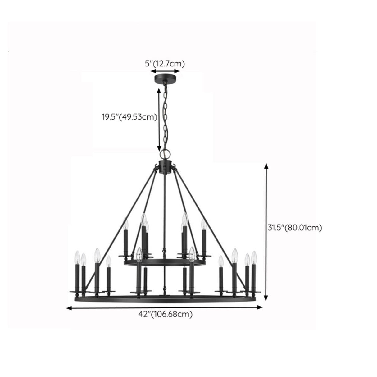 Industrial Circular Black Iron Candelabra Chandelier Image - 24