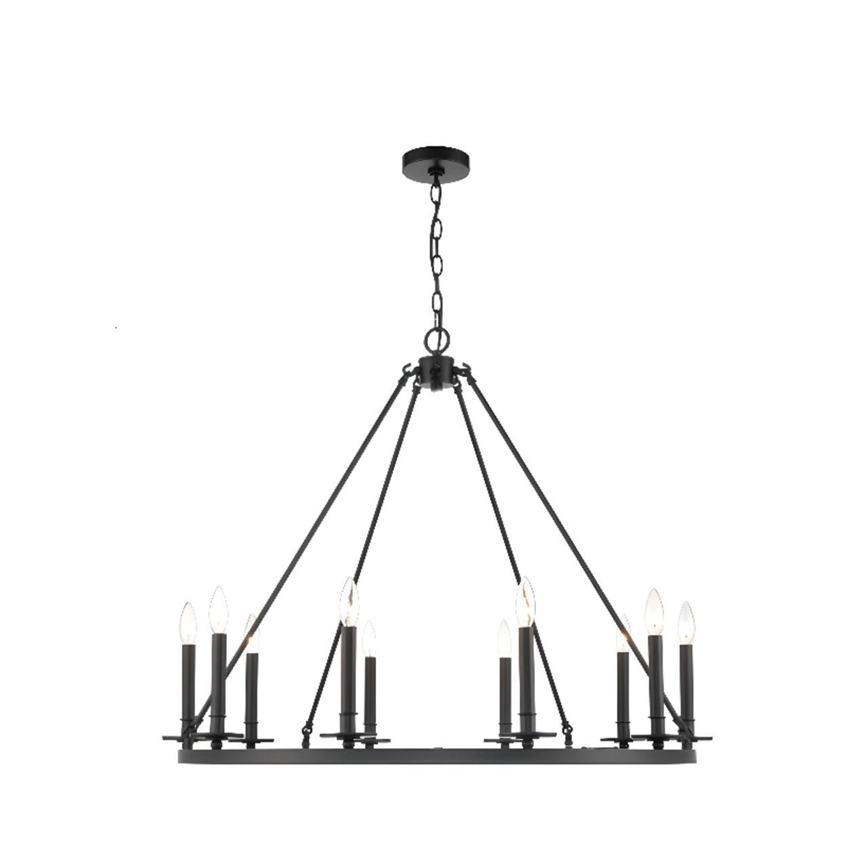 Industrial Circular Black Iron Candelabra Chandelier Image - 5