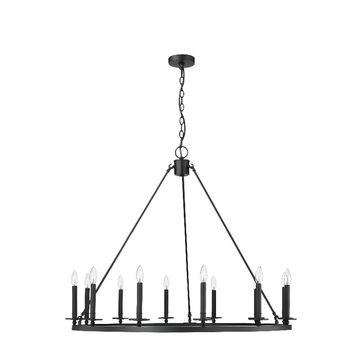 Industrial Circular Black Iron Candelabra Chandelier Image - 8