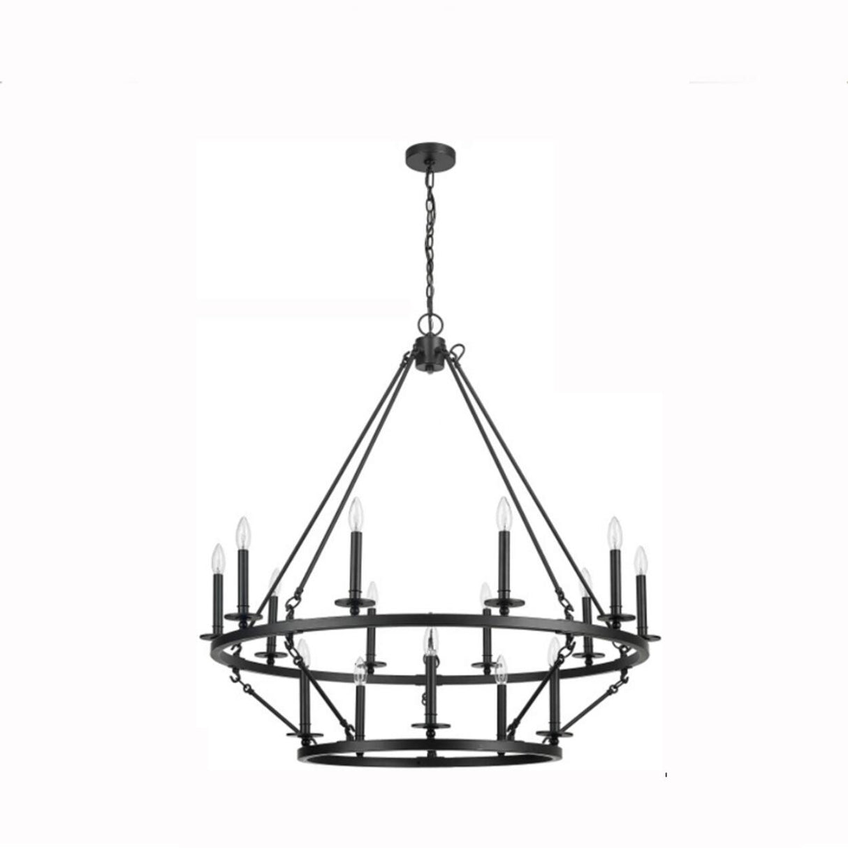 Industrial Circular Black Iron Candelabra Chandelier Image - 9