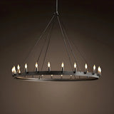 Industrial Circular Iron Black Large Chandelier Light Image - 2