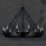 Industrial Circular Iron Black Large Chandelier Light Image - 4