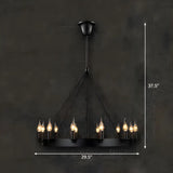 Industrial Circular Iron Black Large Chandelier Light #size