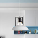 Industrial Classic White Metal Barn Dome Pendant Light Image - 1