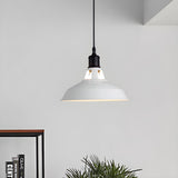 Industrial Classic White Metal Barn Dome Pendant Light Image - 2