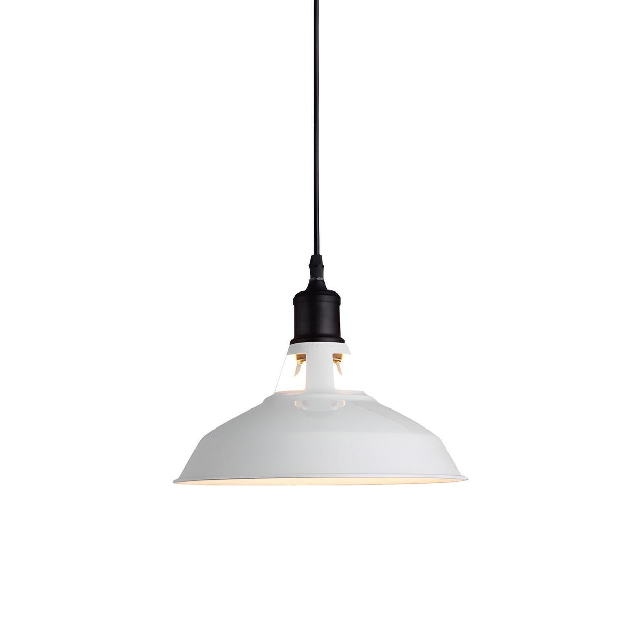 Industrial Classic White Metal Barn Dome Pendant Light Image - 4