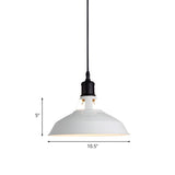 Industrial Classic White Metal Barn Dome Pendant Light #size