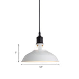 Industrial Classic White Metal Barn Dome Pendant Light Image - 6