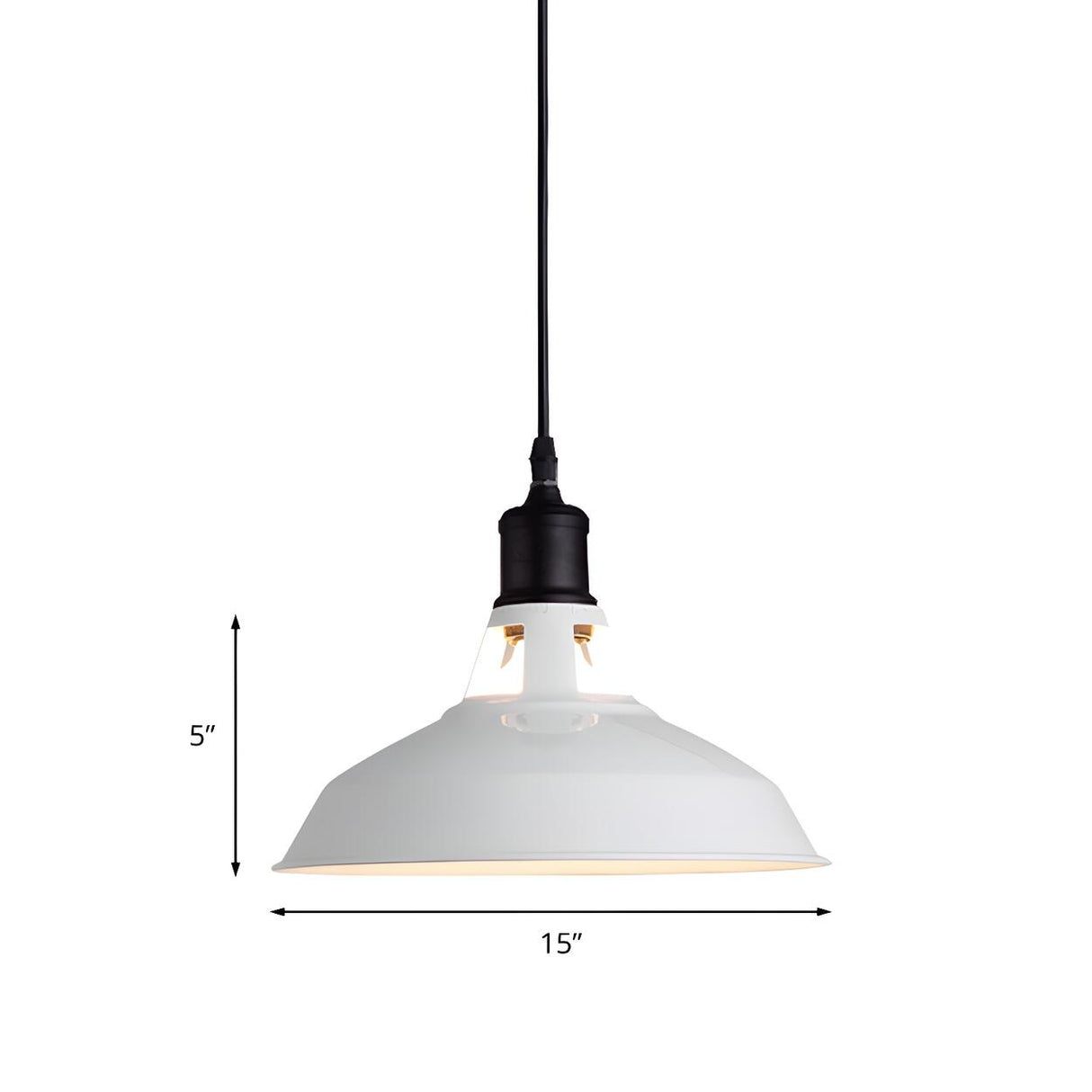 Industrial Classic White Metal Barn Dome Pendant Light Image - 7