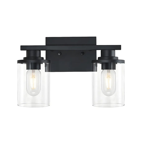 Industrial Clear Glass 3-Light Matte Black Vanity Light Image - 2