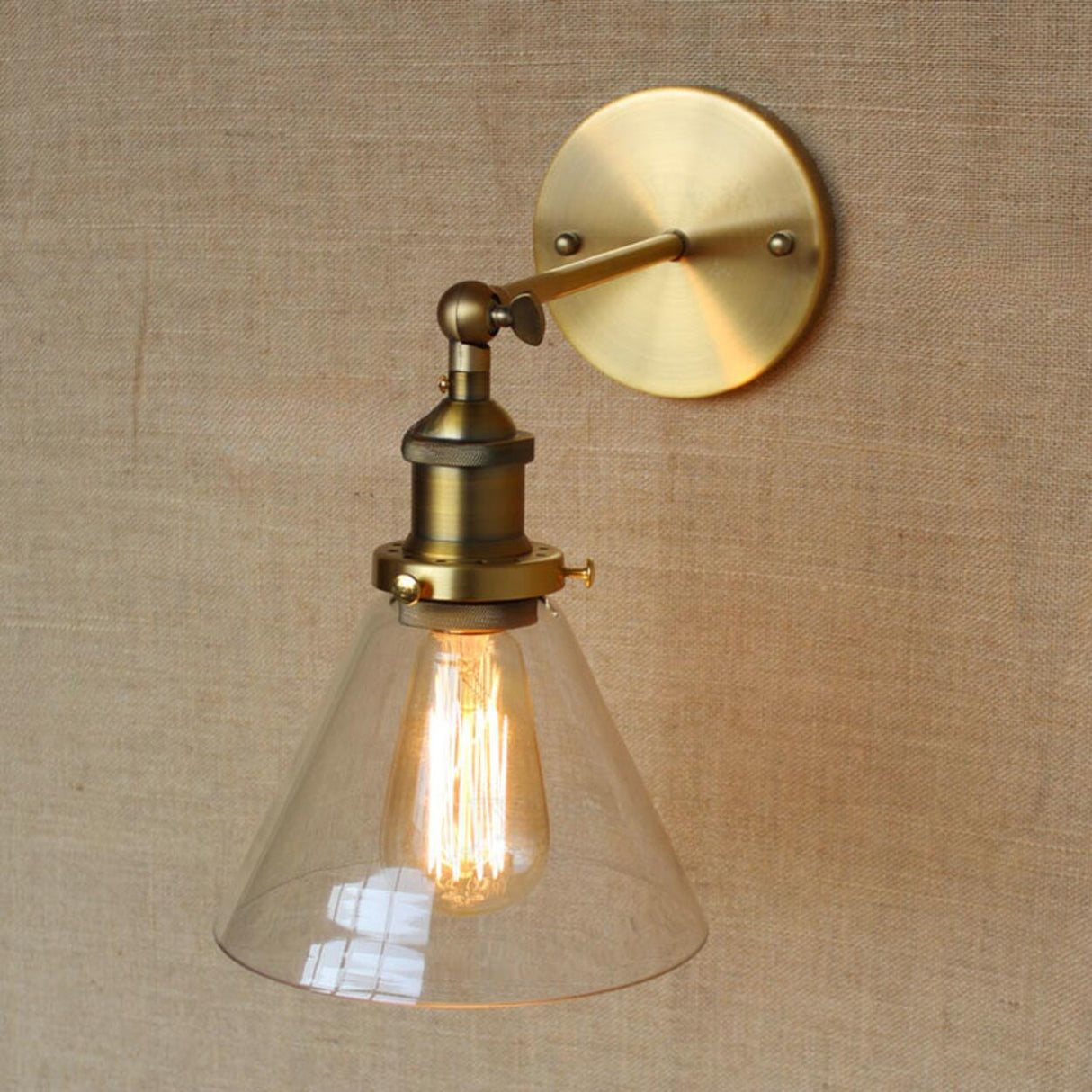 Industrial Clear Glass Cone LED Wall Sconce Light Image - 11