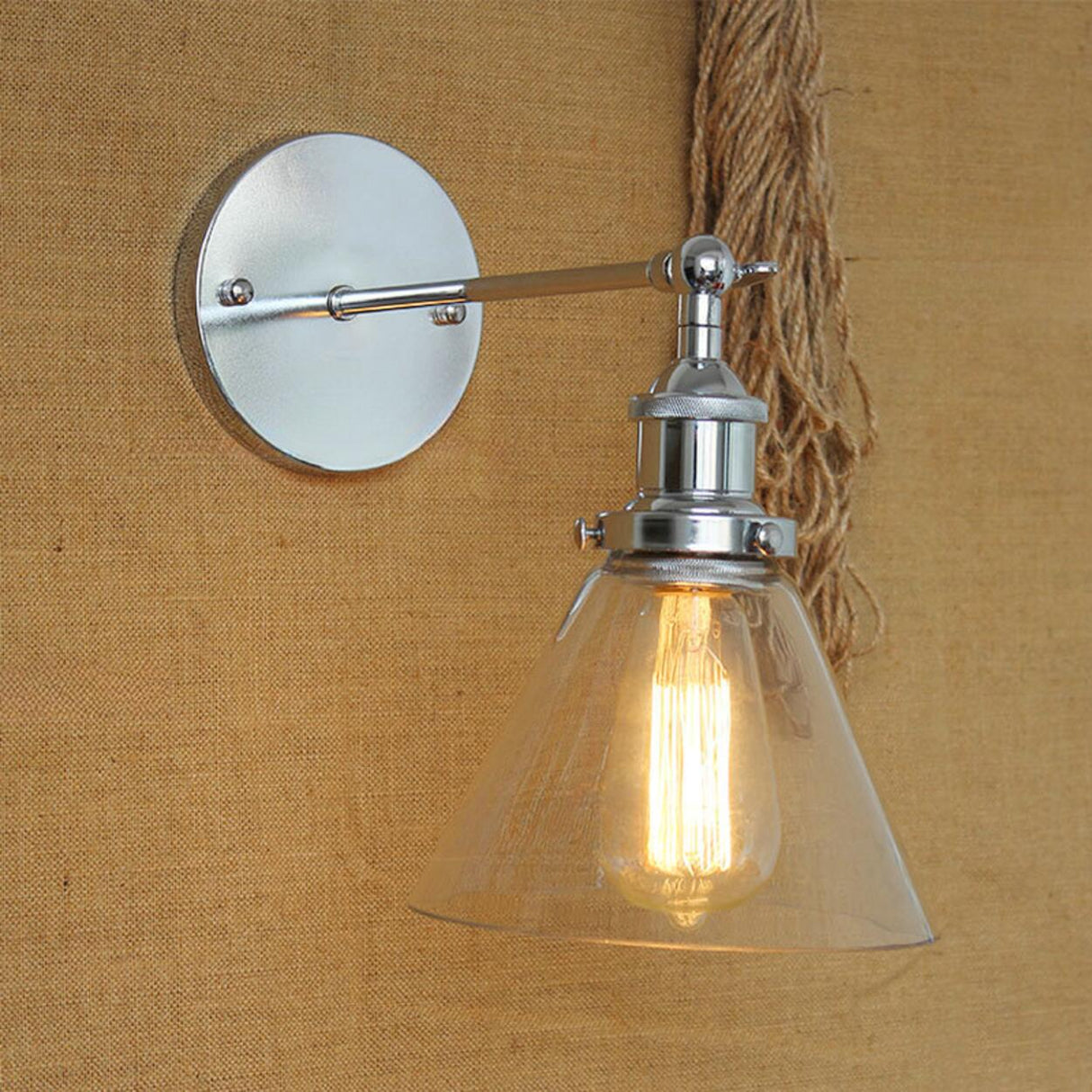 Industrial Clear Glass Cone LED Wall Sconce Light Image - 18