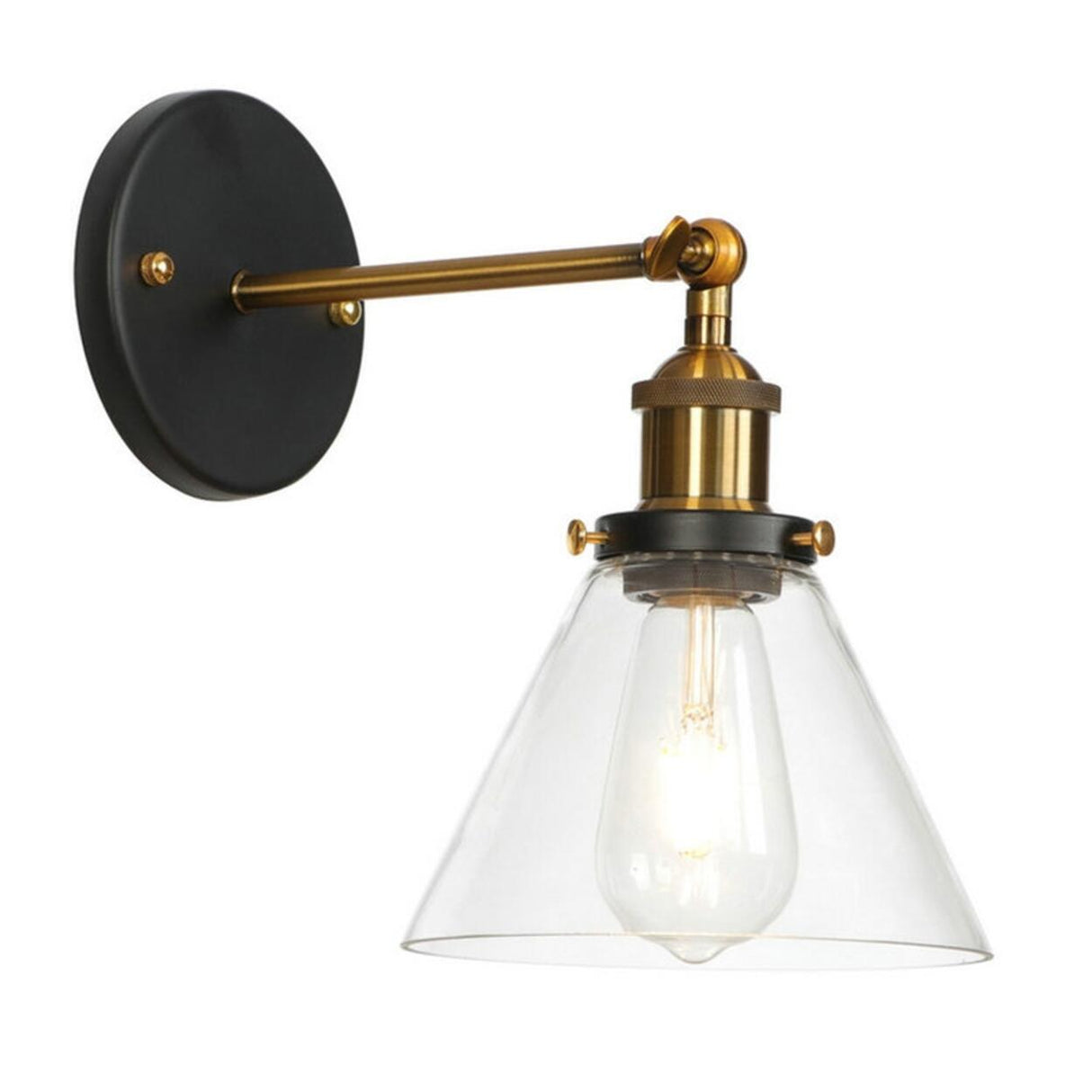 Industrial Clear Glass Cone LED Wall Sconce Light Image - 2