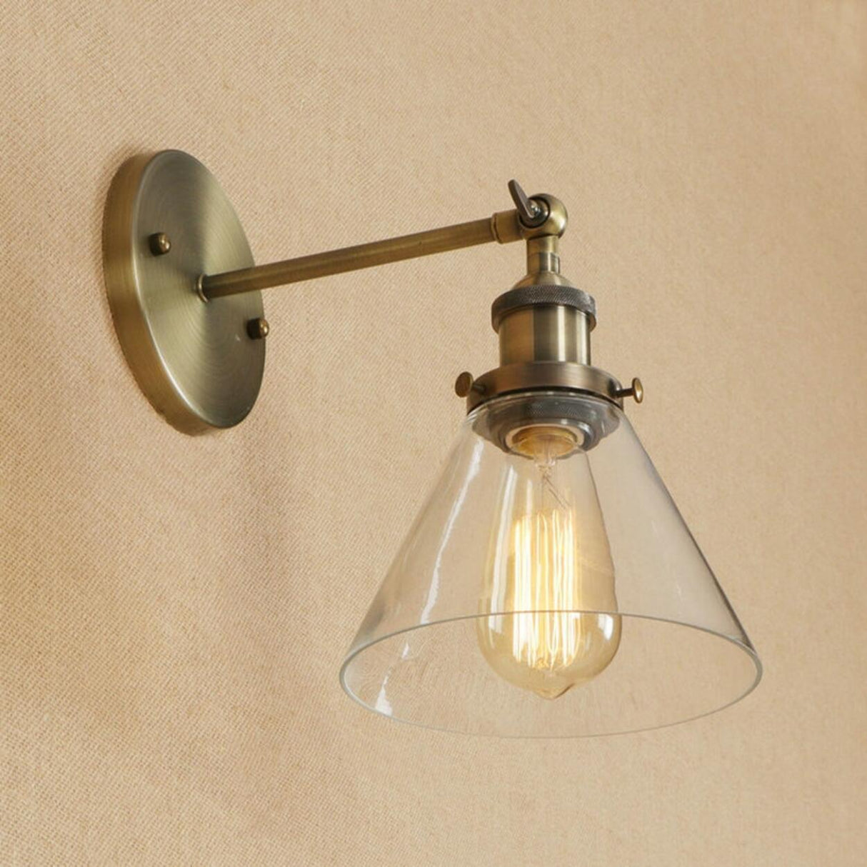 Industrial Clear Glass Cone LED Wall Sconce Light Image - 21