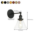 Industrial Clear Glass Cone LED Wall Sconce Light #size